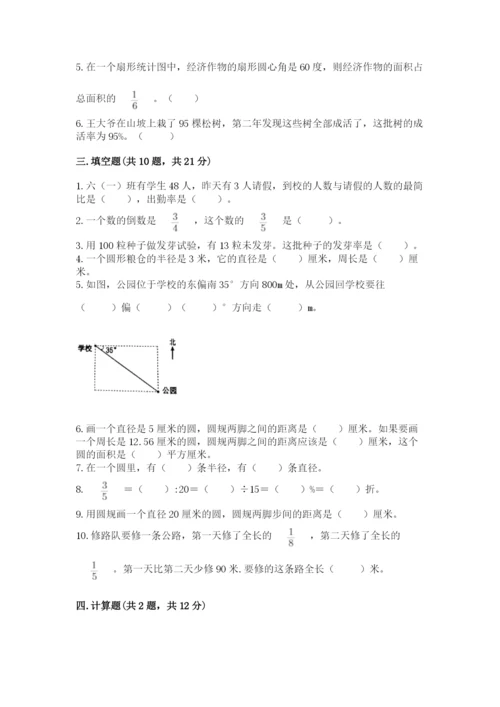 人教版六年级上册数学期末测试卷带答案（轻巧夺冠）.docx