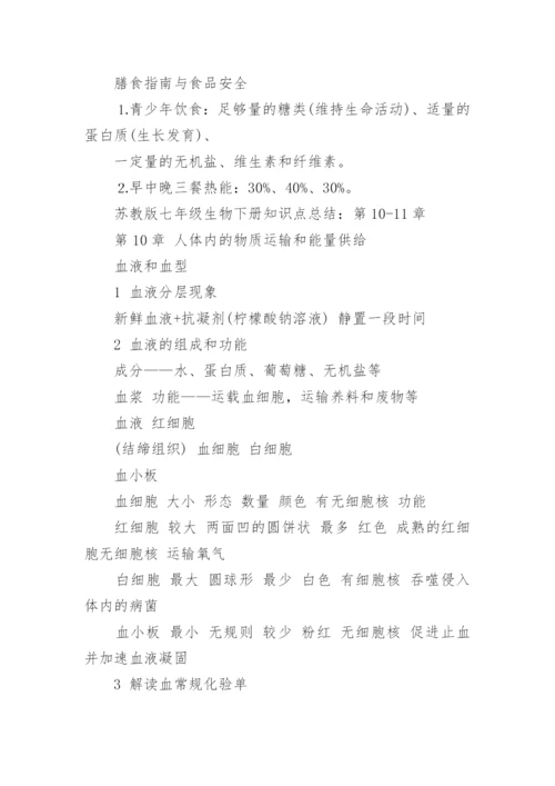 苏教版七年级生物下册知识点总结.docx