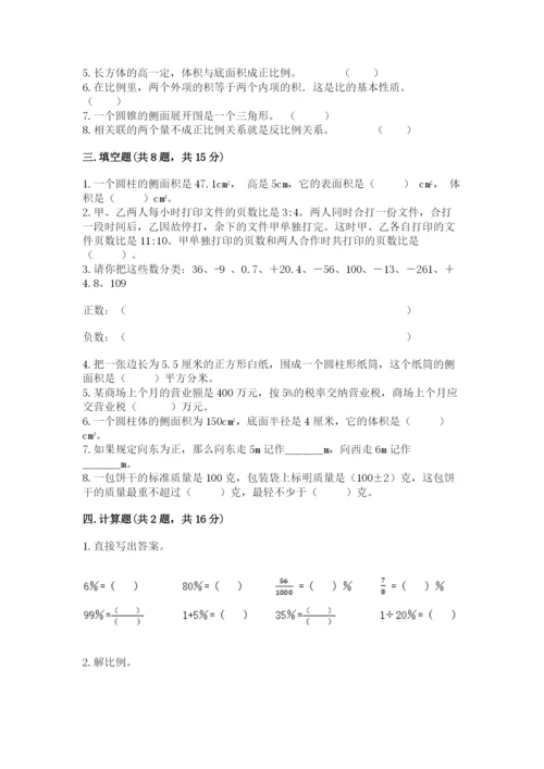 人教版六年级下册数学期末测试卷【名校卷】.docx