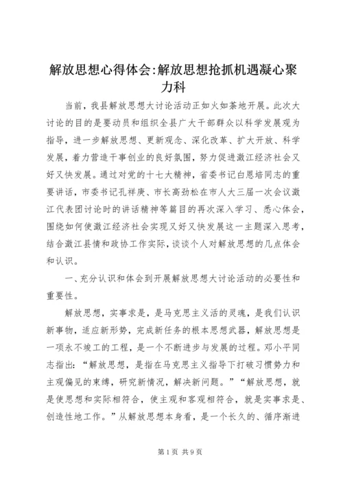 解放思想心得体会-解放思想抢抓机遇凝心聚力科.docx