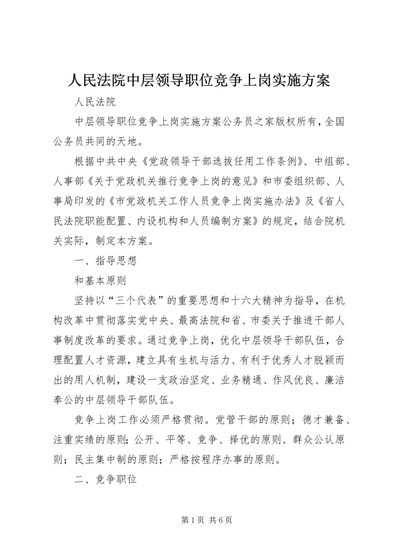 人民法院中层领导职位竞争上岗实施方案.docx