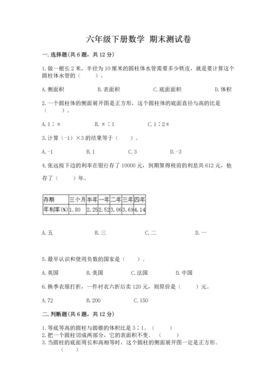 六年级下册数学 期末测试卷含完整答案（网校专用）.docx