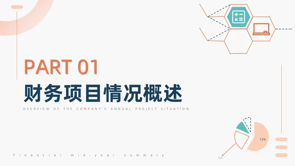 橙色简约商务风财务汇报总结商务汇报PPT模板年中总结