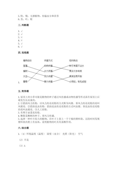教科版四年级下册科学第一单元《植物的生长变化》测试卷精品【完整版】.docx