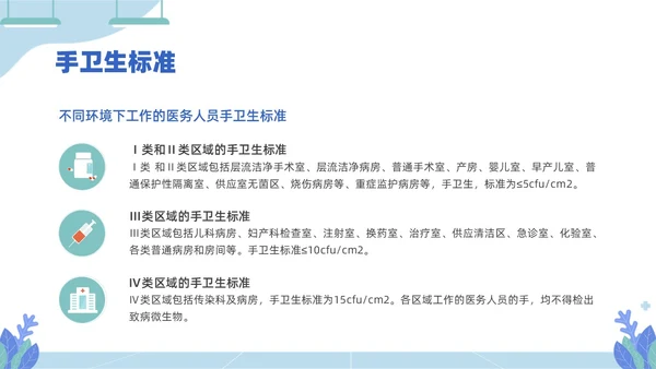 蓝色插画医务人员培训手卫生规范PPT课件爱国卫生月