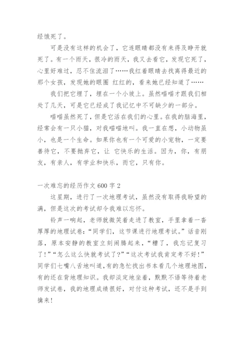 一次难忘的经历作文600字.docx