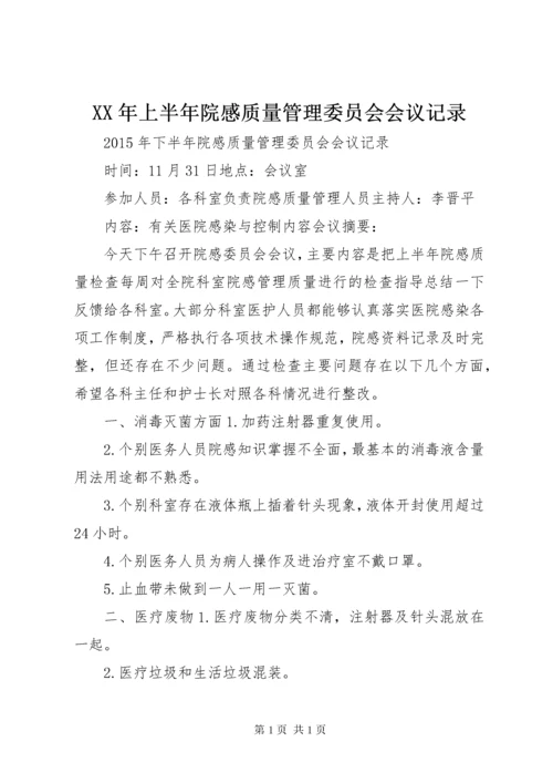 XX年上半年院感质量管理委员会会议记录 (2).docx