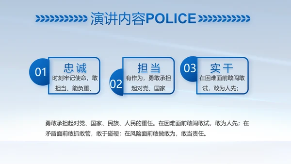 蓝色大气公安警察简介动态PPT