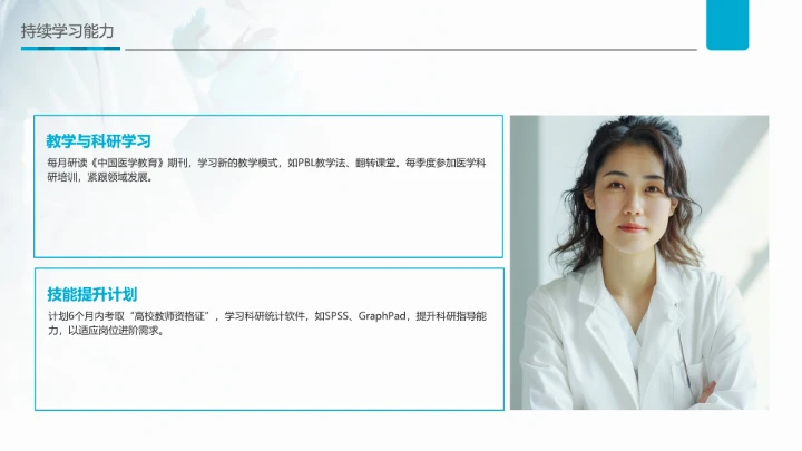 蓝色商务风临床医学专业大学生求职个人能力综合展示职业生涯规划PPT