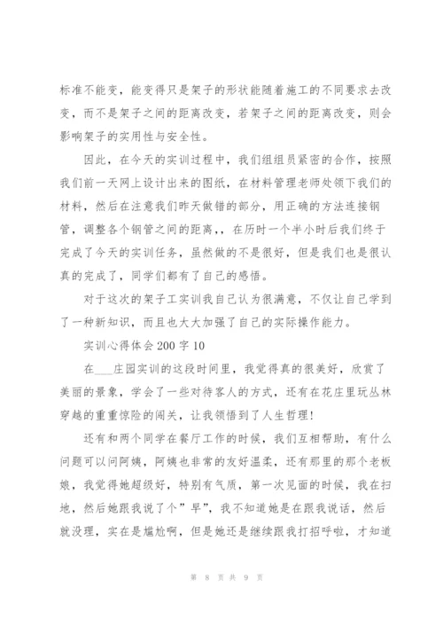 实训心得体会200字范文10篇.docx