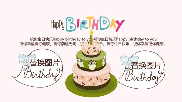 粉色生日快乐电子相册动态PPT模板