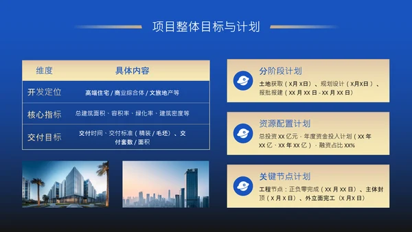 蓝色商务风房地产项目年度工程进度述职PPT