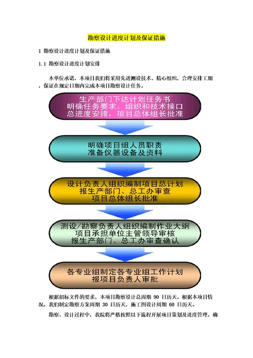 勘察设计进度计划及保证措施