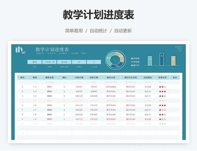 教学计划进度表