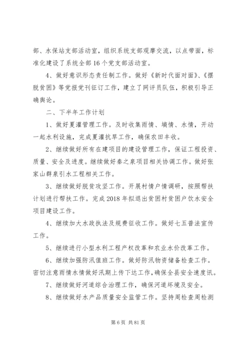 水务局XX年上半年工作总结和下半年工作安排精选十篇.docx