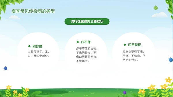 绿色清新夏季传染疾病预防知识讲座夏季传染病预防PPT
