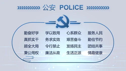 蓝色大气公安警察派出所出警动态PPT模板