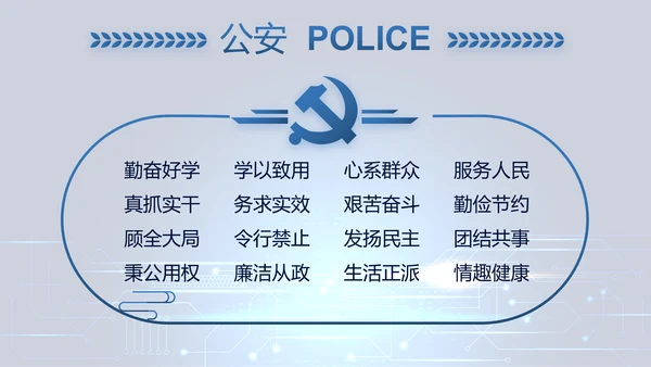 蓝色大气公安警察派出所出警动态PPT模板