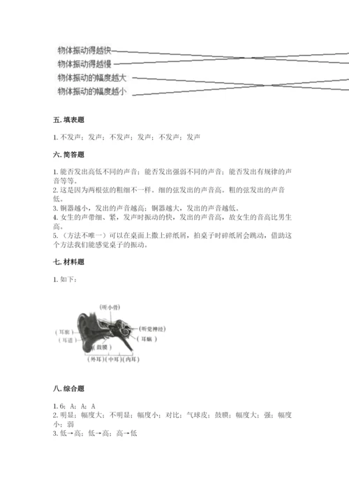 教科版科学四年级上册第一单元《声音》测试卷及答案（各地真题）.docx