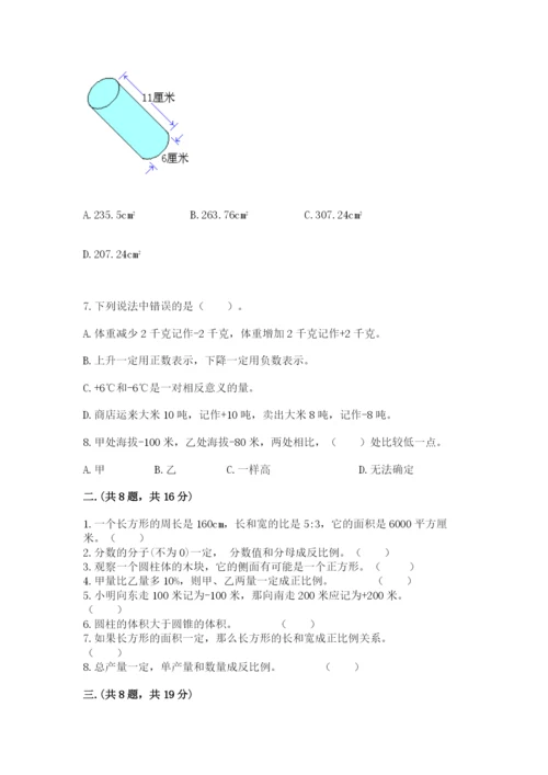 河南省平顶山市六年级下册数学期末测试卷精品（名校卷）.docx