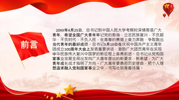 新时代青年庆祝青年团成立100周年大会PPT