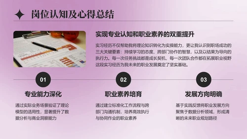 紫色简约风大学生实习总结与心得体会PPT模板