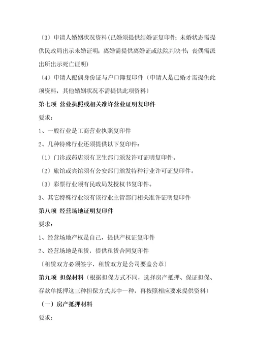 雨花区小额担保贷款申请资料模板说明