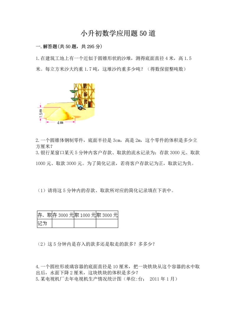 小升初数学应用题50道精品（实用）.docx