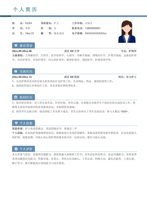 护士求职个人简历模板