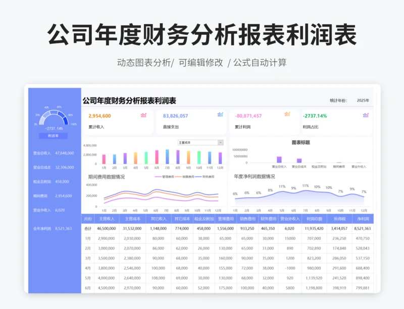 公司年度财务分析报表利润表