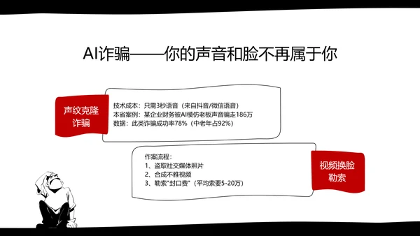 黑白卡通简约扁平插画社区网络安全防御指南PPT模板