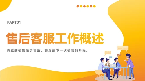 橙色扁平商务风客服话术培训ppt模板客服培训