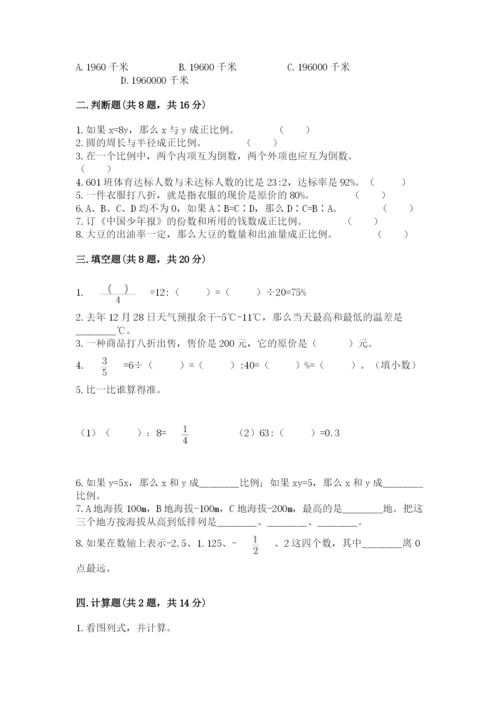 苏教版六年级下册数学期末测试卷含答案（突破训练）.docx