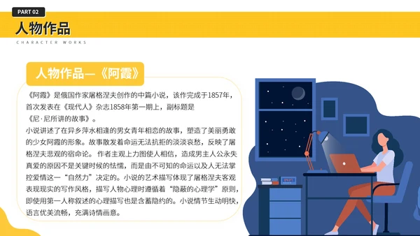 屠格涅夫知名作家介绍PPT模板