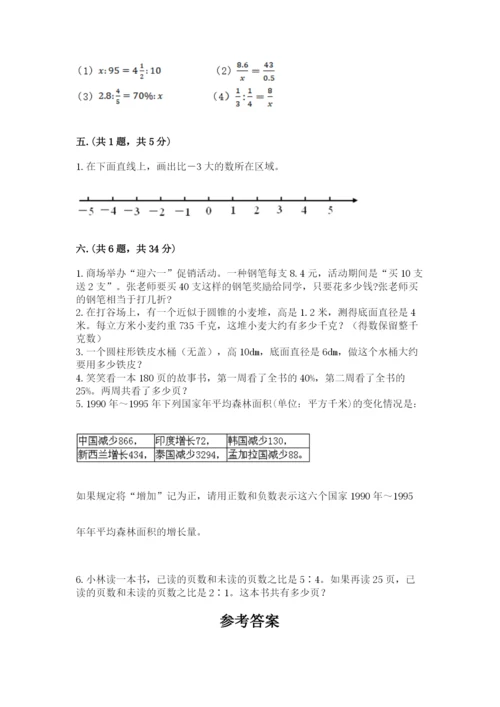 河南省平顶山市六年级下册数学期末测试卷精品（典优）.docx