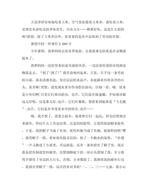 暑假中的一件事作文600字