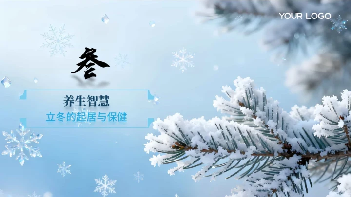 蓝色国风立冬节气PPT模板