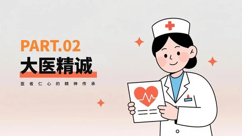 橙色简约插画风医护人员中国医师节PPT模板