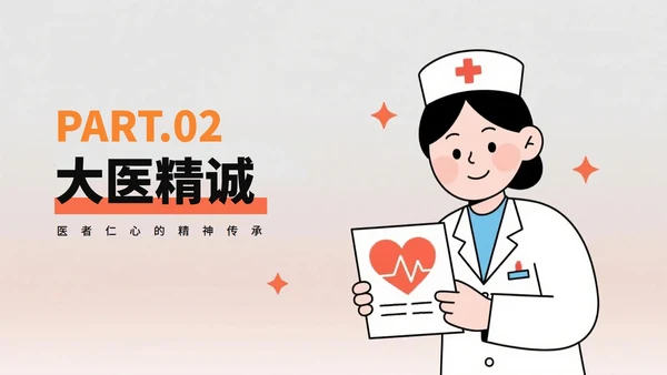 橙色简约插画风医护人员中国医师节PPT模板