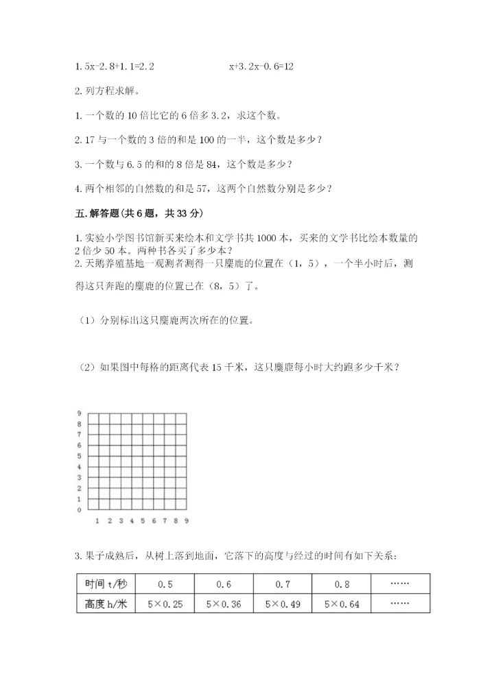 人教版数学五年级上册期末考试试卷精品（a卷）.docx