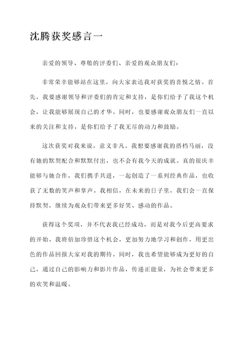 沈腾马丽发表获奖感言