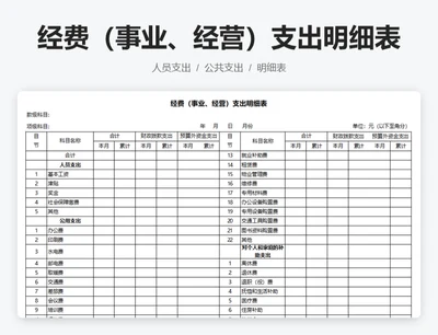 经费（事业、经营）支出明细表