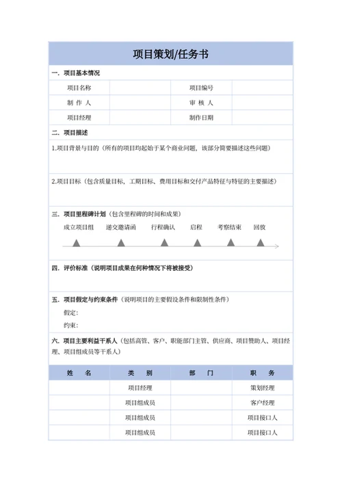 项目策划任务书