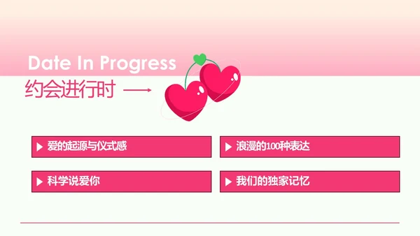 粉色简约情人节约会PPT模板