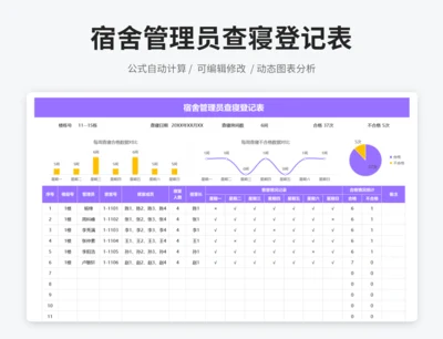 宿舍管理员查寝登记表