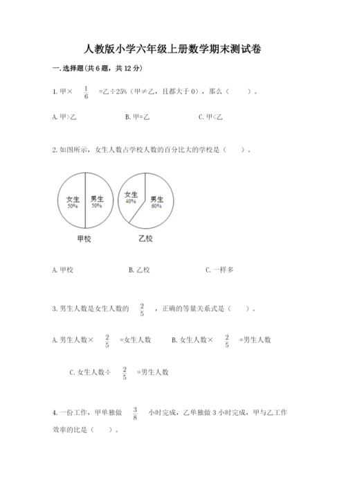 人教版小学六年级上册数学期末测试卷附下载答案.docx