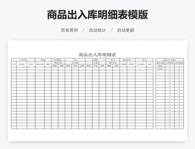商品出入库明细表模版