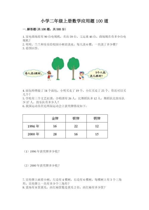 小学二年级上册数学应用题100道附答案（b卷）.docx