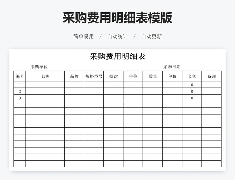 采购费用明细表模版