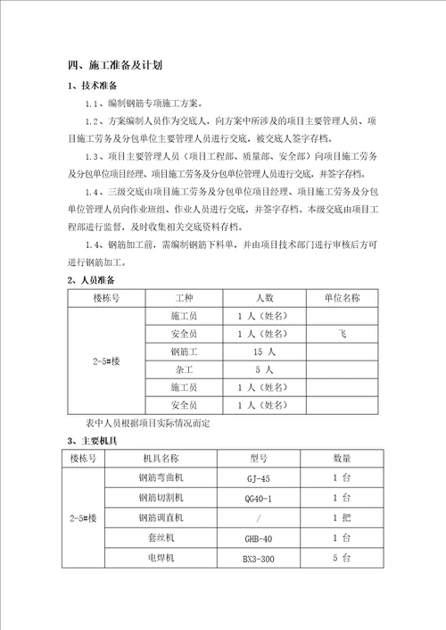 中建钢筋工程施工方案范本word符合16G101图文并茂